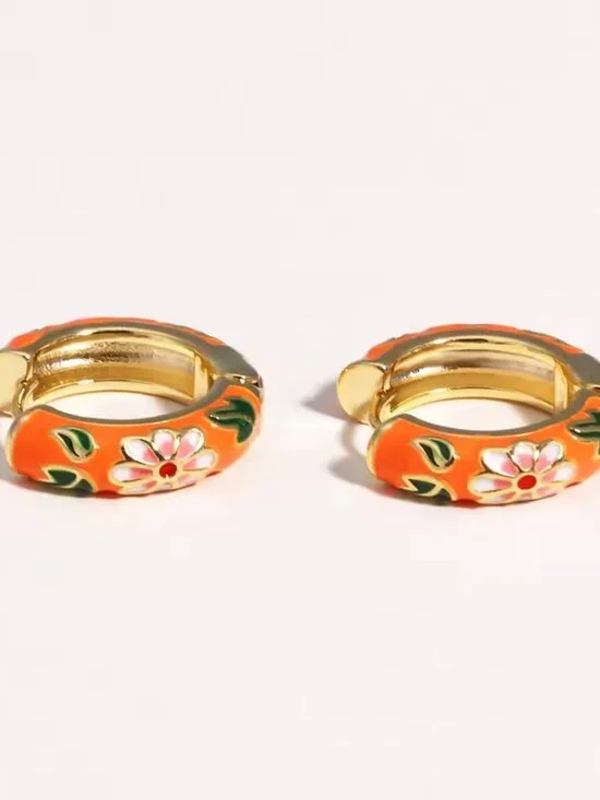 Plumeria Sterling 925 Silver Nano Micro Hinges Pins Floral Hoops - Picture 15 of 15